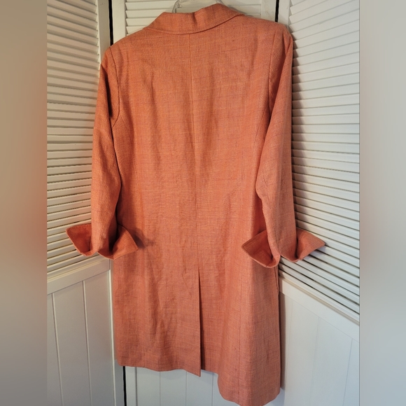 Vintage David N Bright Peach Linen And Silk Blend Long Sleeve Coat SZ8M - Picture 5 of 10
